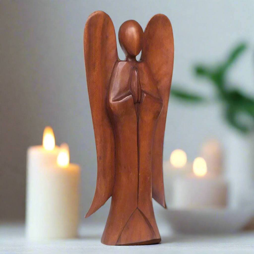 handcarved wooden angel